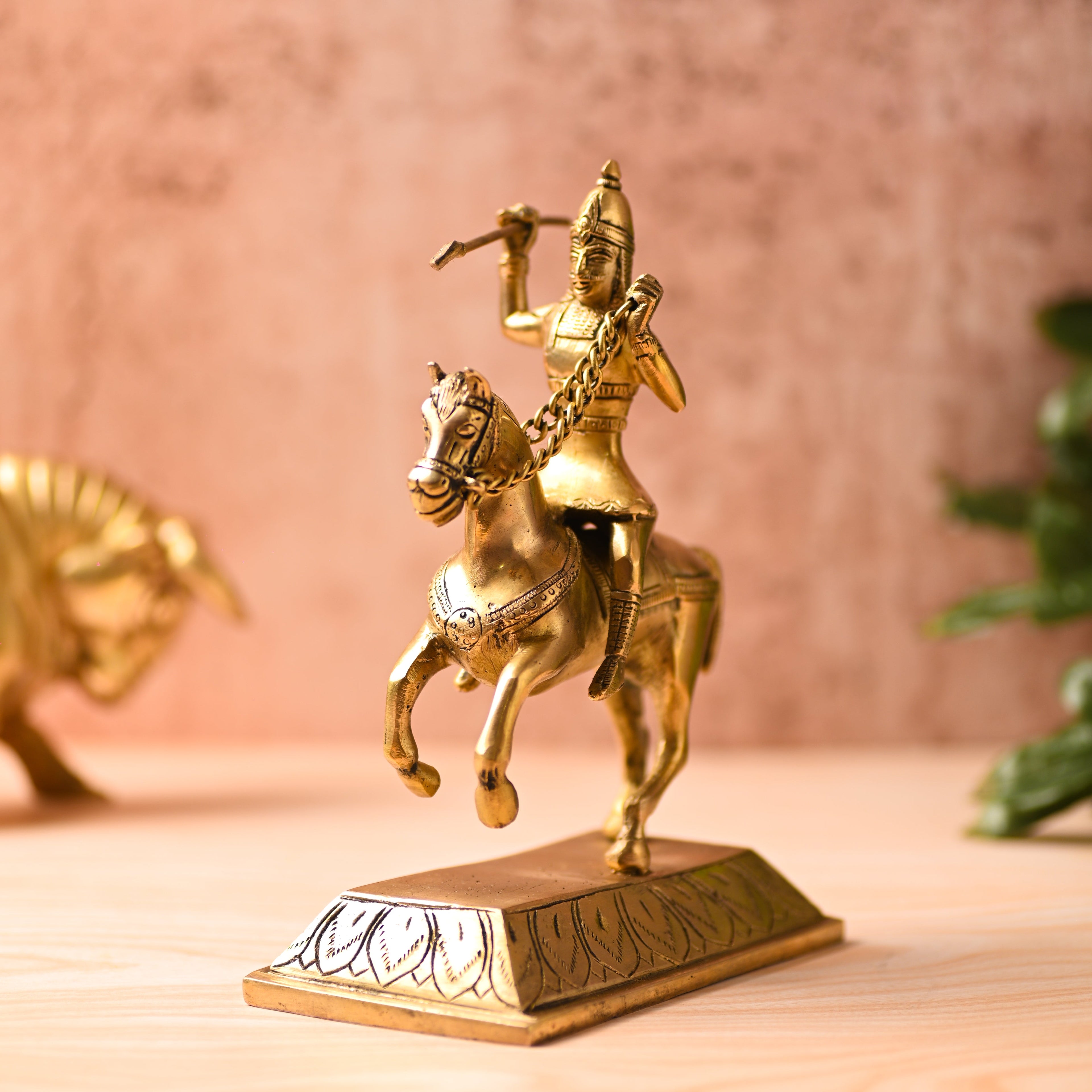 Brass Chatrapati Shivaji Maharaj Sitting on Horse Statue (7.8 Inch) Vedansh Craft