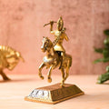 Brass Chatrapati Shivaji Maharaj Sitting on Horse Statue (7.8 Inch) Vedansh Craft