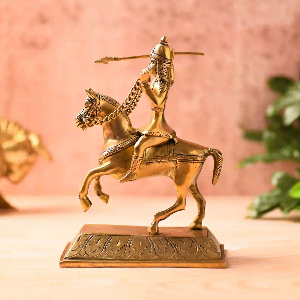 Brass Chatrapati Shivaji Maharaj Sitting on Horse Statue (7.8 Inch) Vedansh Craft