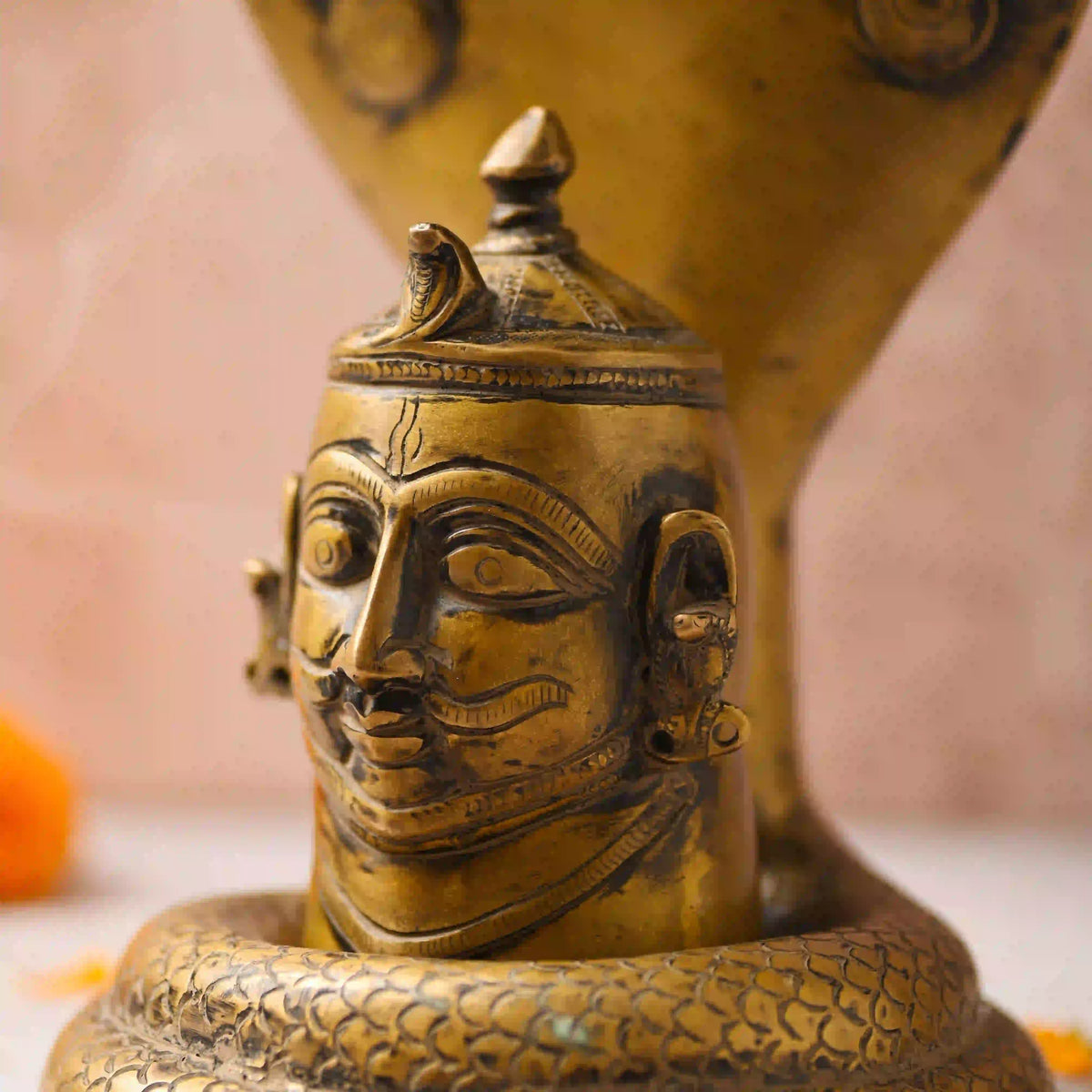 Brass Handcrafted Shiva Head with Sheshnaag (9.5 Inch) Vedansh Craft