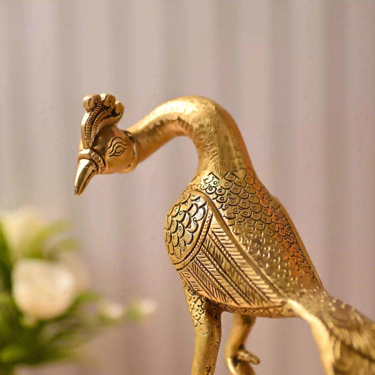 Brass Handcrafted Peacock Figurine – Traditional Indian Brass Decor (11 Inch) Vedansh Craft