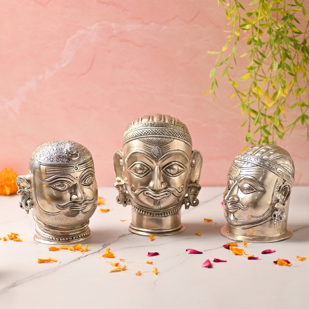 Brass Silver Plated Shiva Head Idol Vedansh Craft