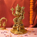 Brass Sitting Lakshmi Narasimbha and Garuda Idol (16.4 Inch) Vedansh Craft