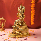 Brass Sitting Lakshmi Narasimbha and Garuda Idol (16.4 Inch) Vedansh Craft
