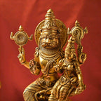 Brass Sitting Lakshmi Narasimbha and Garuda Idol (16.4 Inch) Vedansh Craft
