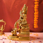 Brass Sitting Lakshmi Narasimbha and Garuda Idol (16.4 Inch) Vedansh Craft