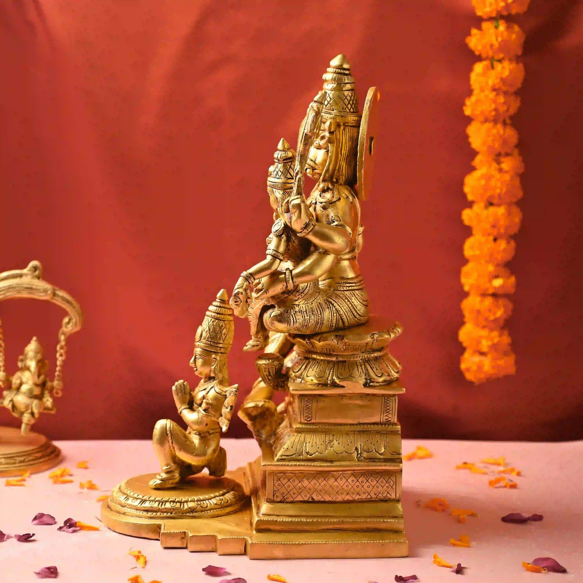 Brass Sitting Lakshmi Narasimbha and Garuda Idol (16.4 Inch) Vedansh Craft