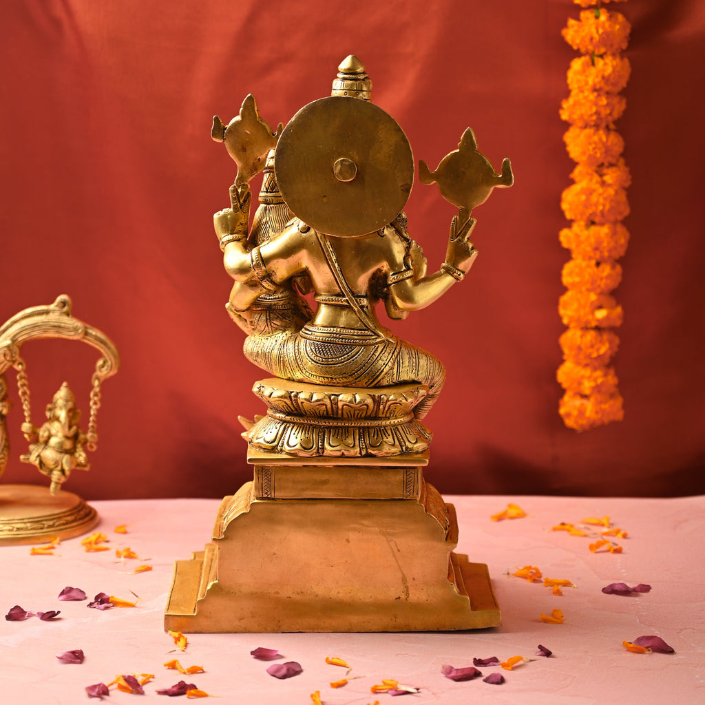 Brass Sitting Lakshmi Narasimbha and Garuda Idol (16.4 Inch) Vedansh Craft