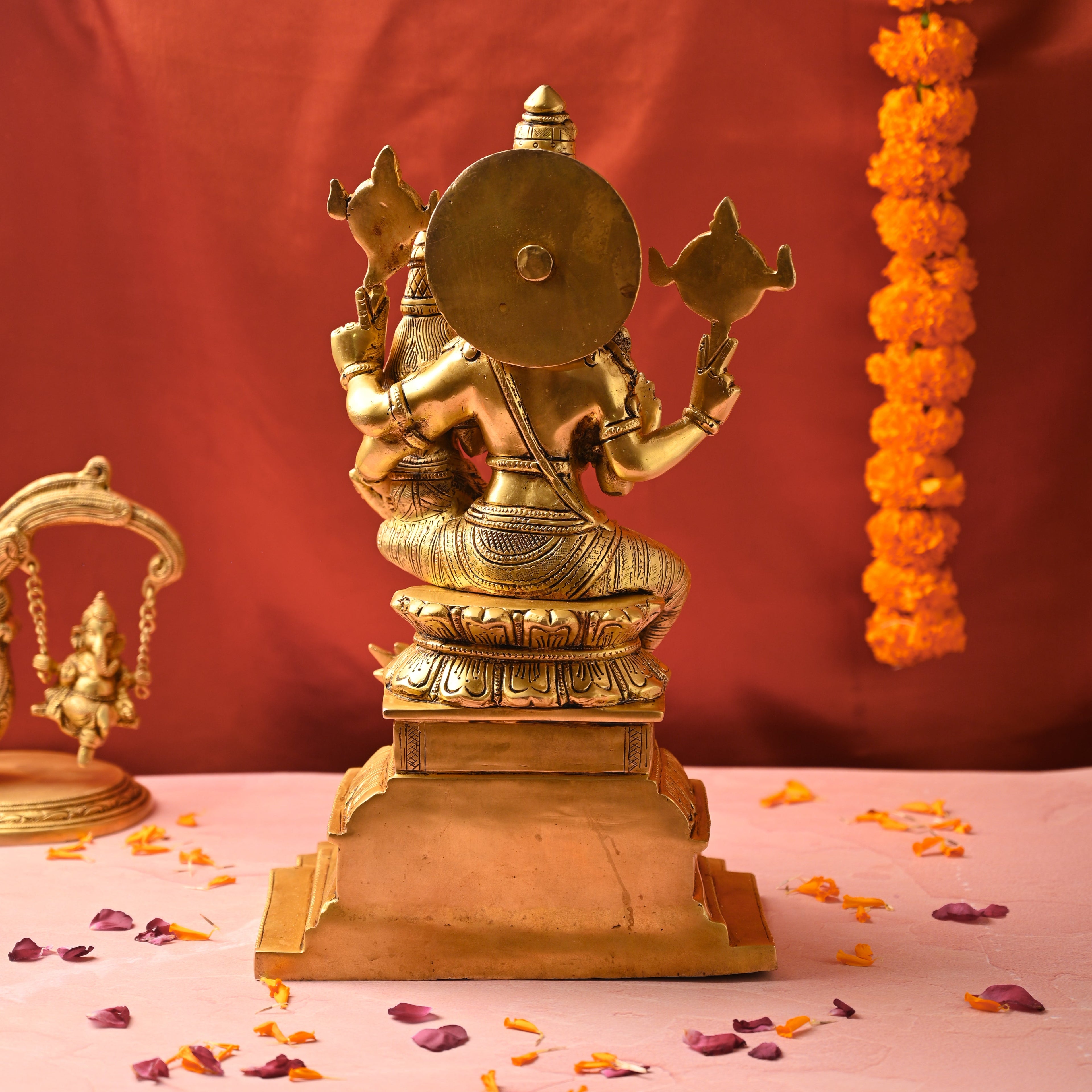 Brass Sitting Lakshmi Narasimbha and Garuda Idol (16.4 Inch) Vedansh Craft