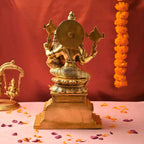 Brass Sitting Lakshmi Narasimbha and Garuda Idol (16.4 Inch) Vedansh Craft