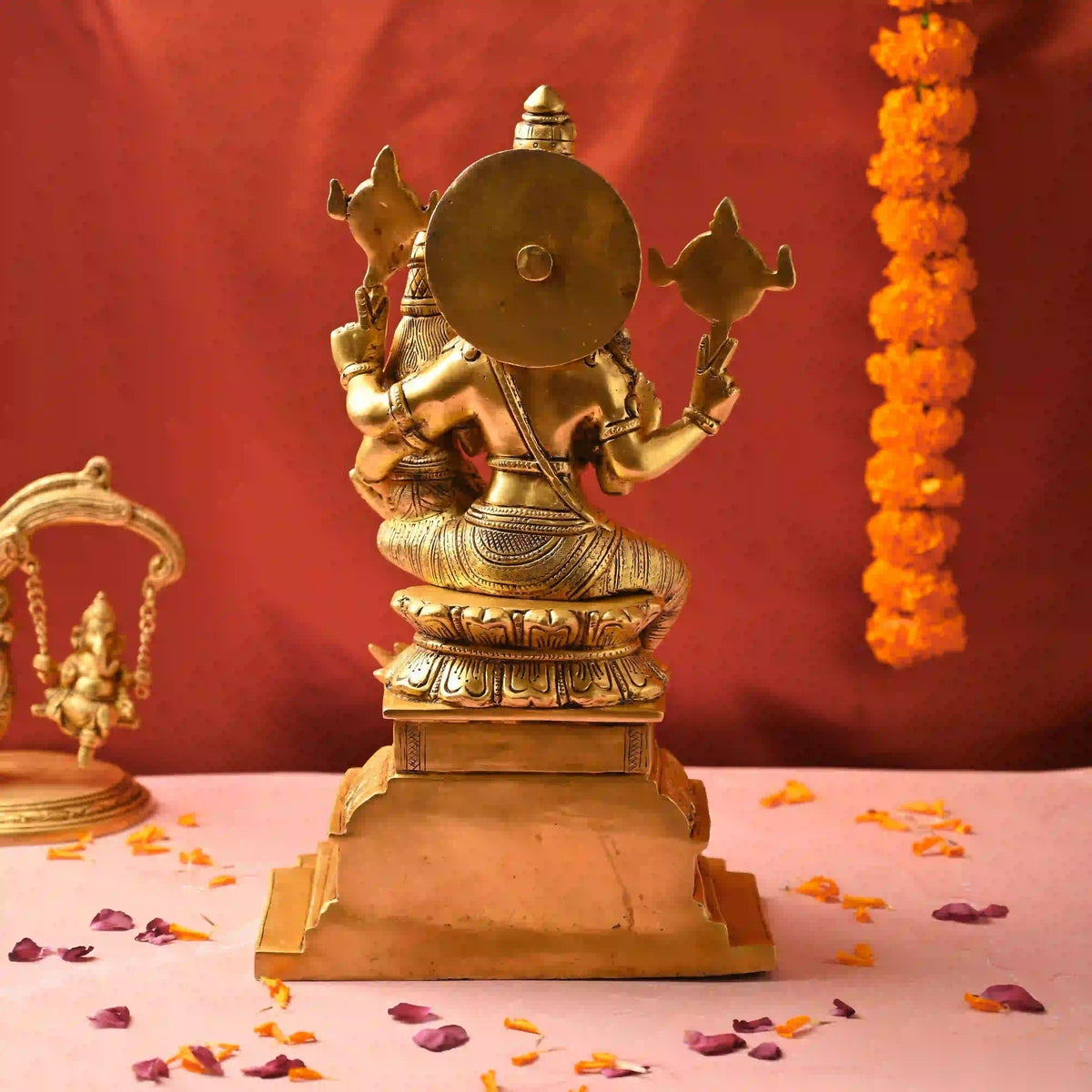Brass Sitting Lakshmi Narasimbha and Garuda Idol (16.4 Inch) Vedansh Craft