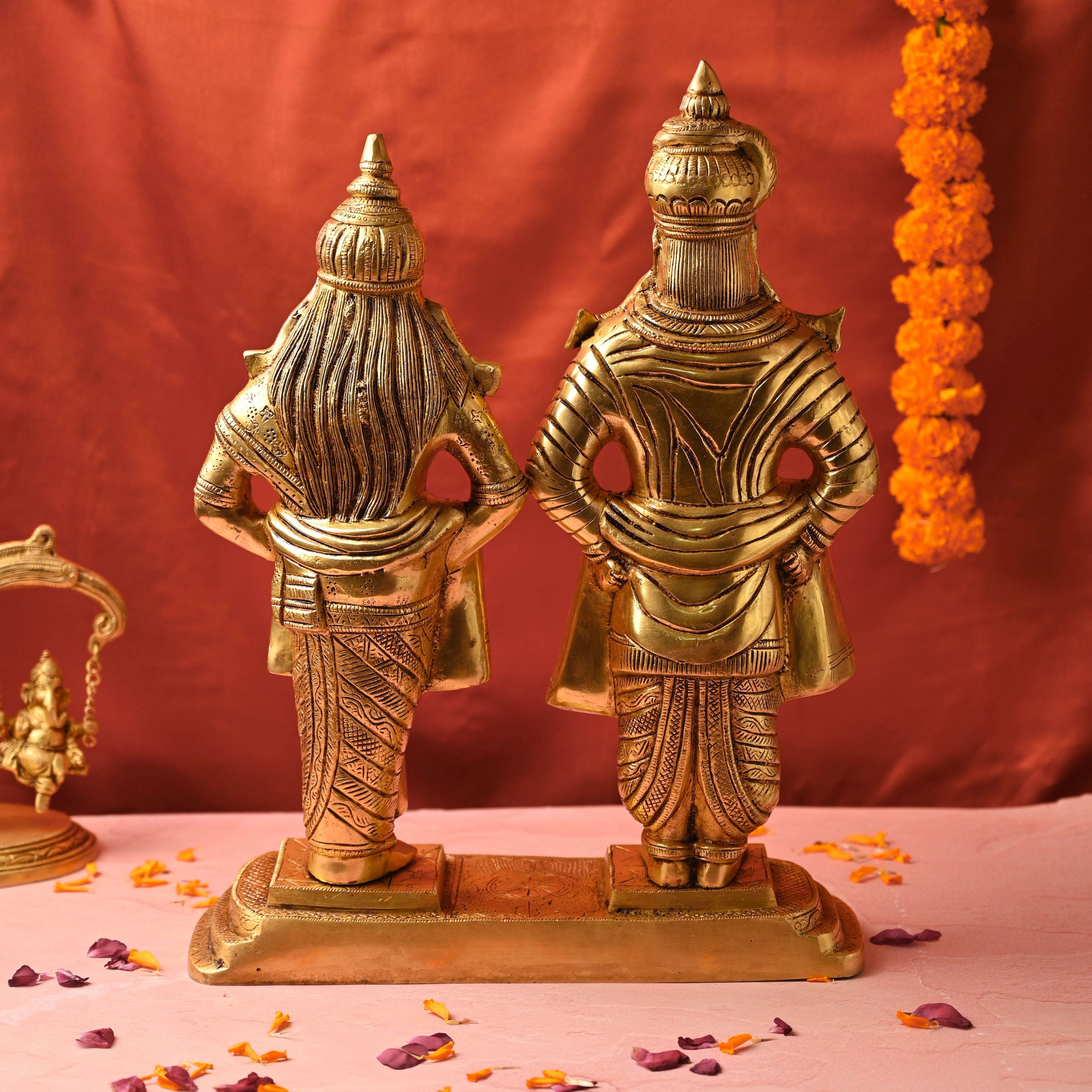 Brass Handcrafted Vitthal Rukmini Statue – Divine Traditional Decor (18.5 Inch) Vedansh Craft