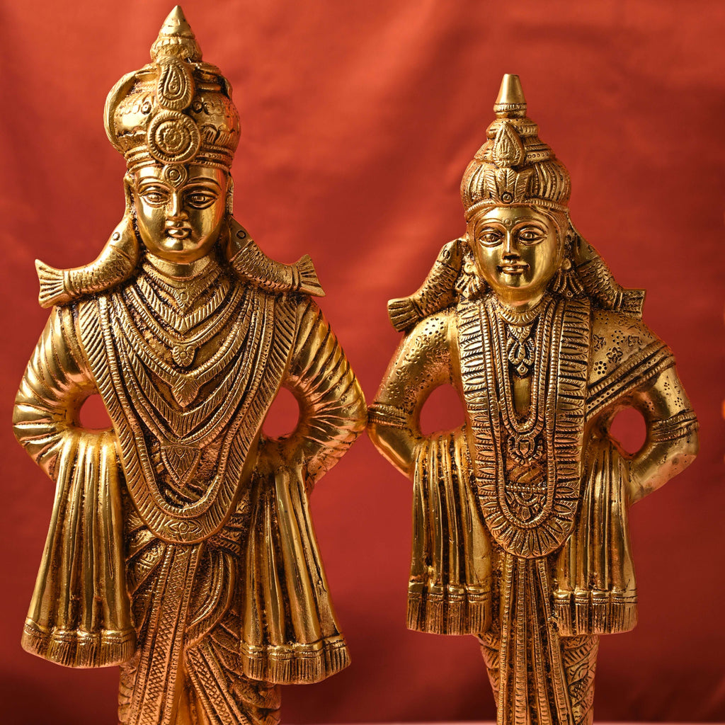 Brass Handcrafted Vitthal Rukmini Statue – Divine Traditional Decor (18.5 Inch)