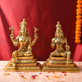 Brass Shiva & Parvati Sitting Idols Set (16.5 Inch) Vedansh Craft