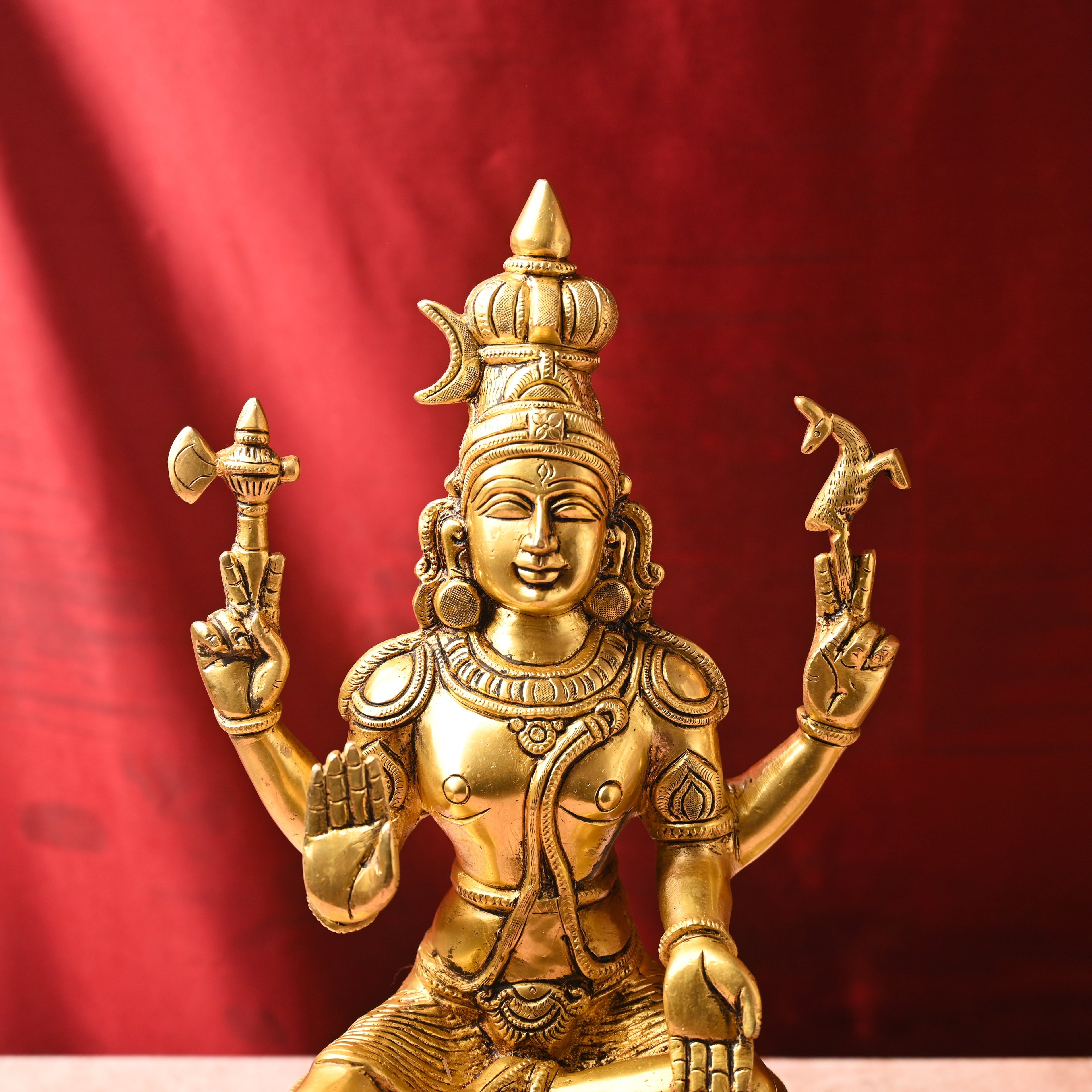 Brass Shiva & Parvati Sitting Idols Set (16.5 Inch) Vedansh Craft