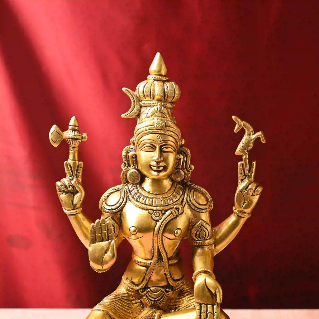 Brass Shiva & Parvati Sitting Idols Set (16.5 Inch) Vedansh Craft