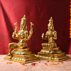 Brass Shiva & Parvati Sitting Idols Set (16.5 Inch) Vedansh Craft