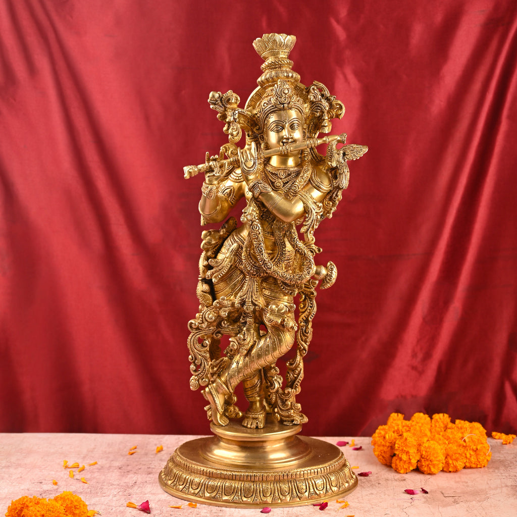 Brass Standing Krishna Idol (26 Inch) Vedansh Craft
