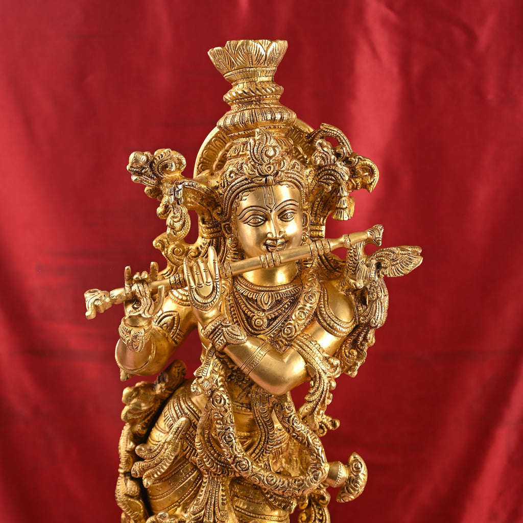 Brass Standing Krishna Idol (26 Inch) Vedansh Craft