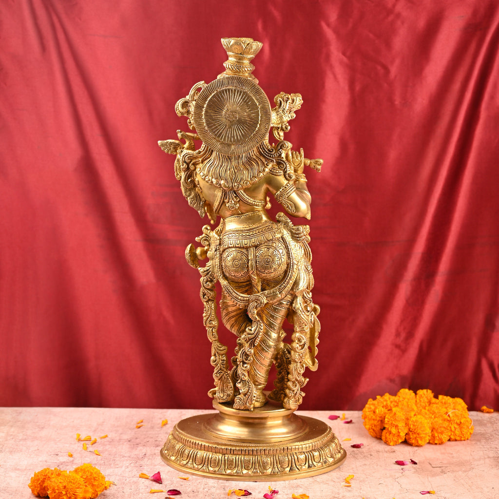 Brass Standing Krishna Idol (26 Inch) Vedansh Craft