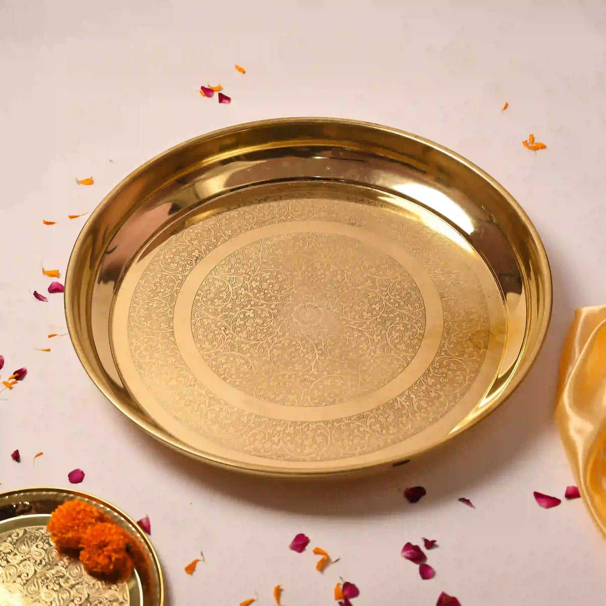 Brass Handcrafted Parat – Traditional Indian Brassware for Elegant Serving (23 Inch) Vedansh Craft
