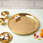 Brass Handcrafted Thali – Traditional Indian Brassware for Dining Elegance (11.7 Inch) Vedansh Craft