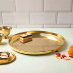 Brass Handcrafted Thali – Traditional Indian Brassware for Dining Elegance (11.7 Inch) Vedansh Craft
