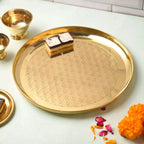 Brass Handcrafted Thali – Traditional Indian Brassware for Dining Elegance (11.7 Inch) Vedansh Craft