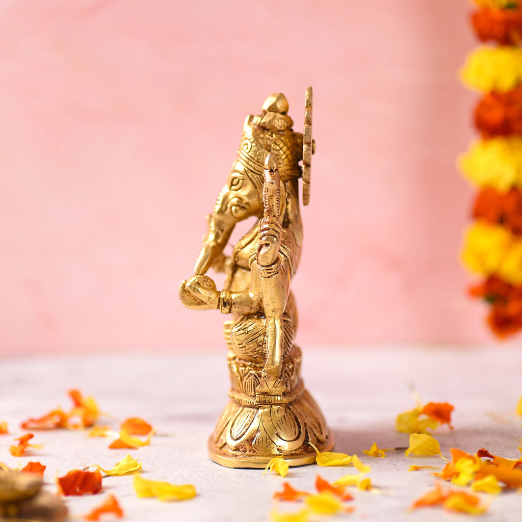 Brass Sitting Lord Ganesha Idol (6.5 Inch) Vedansh Craft