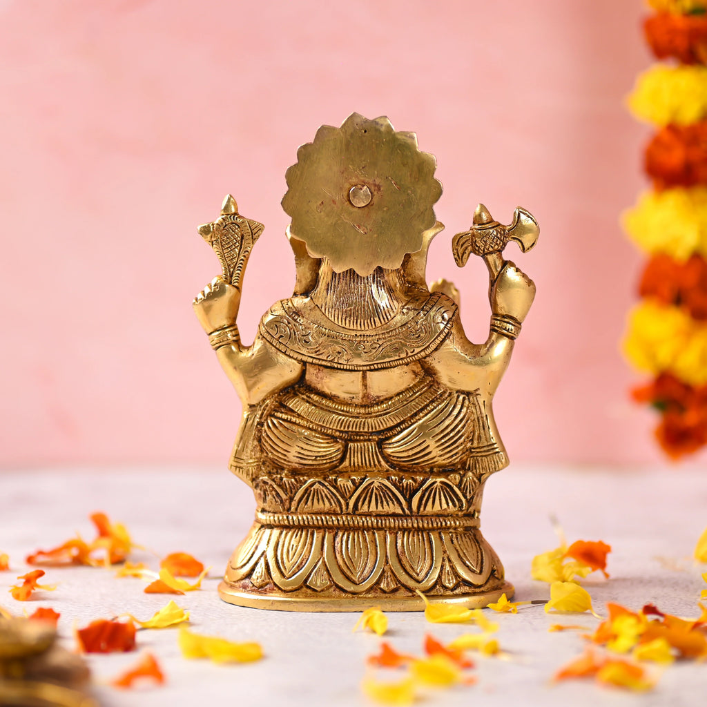 Brass Sitting Lord Ganesha Idol (6.5 Inch) Vedansh Craft