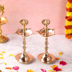 Brass Peacock Samai/Lamp Pair Vedansh Craft