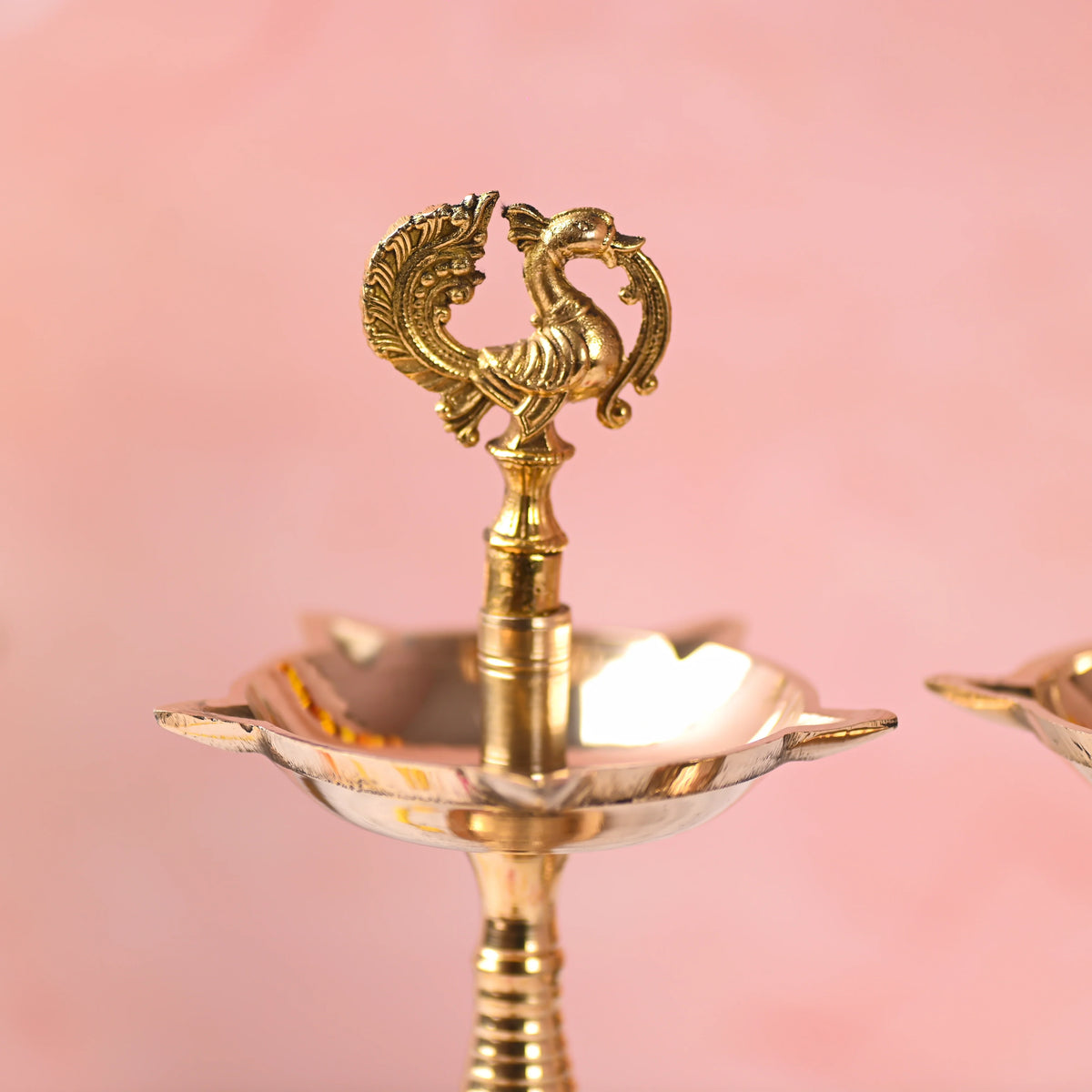 Brass Peacock Samai/Lamp Pair Vedansh Craft
