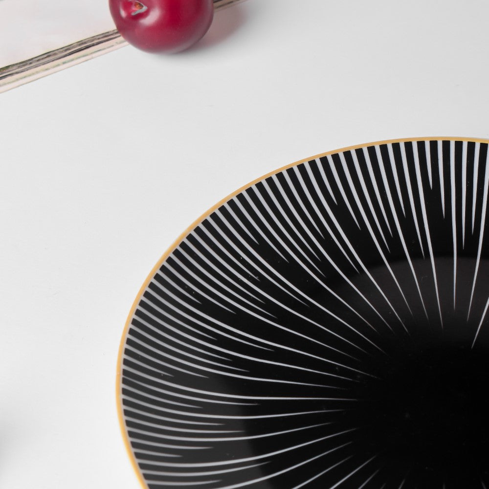 Lunaria Ceramic Snack Plate Black 8 Inch Nestasia