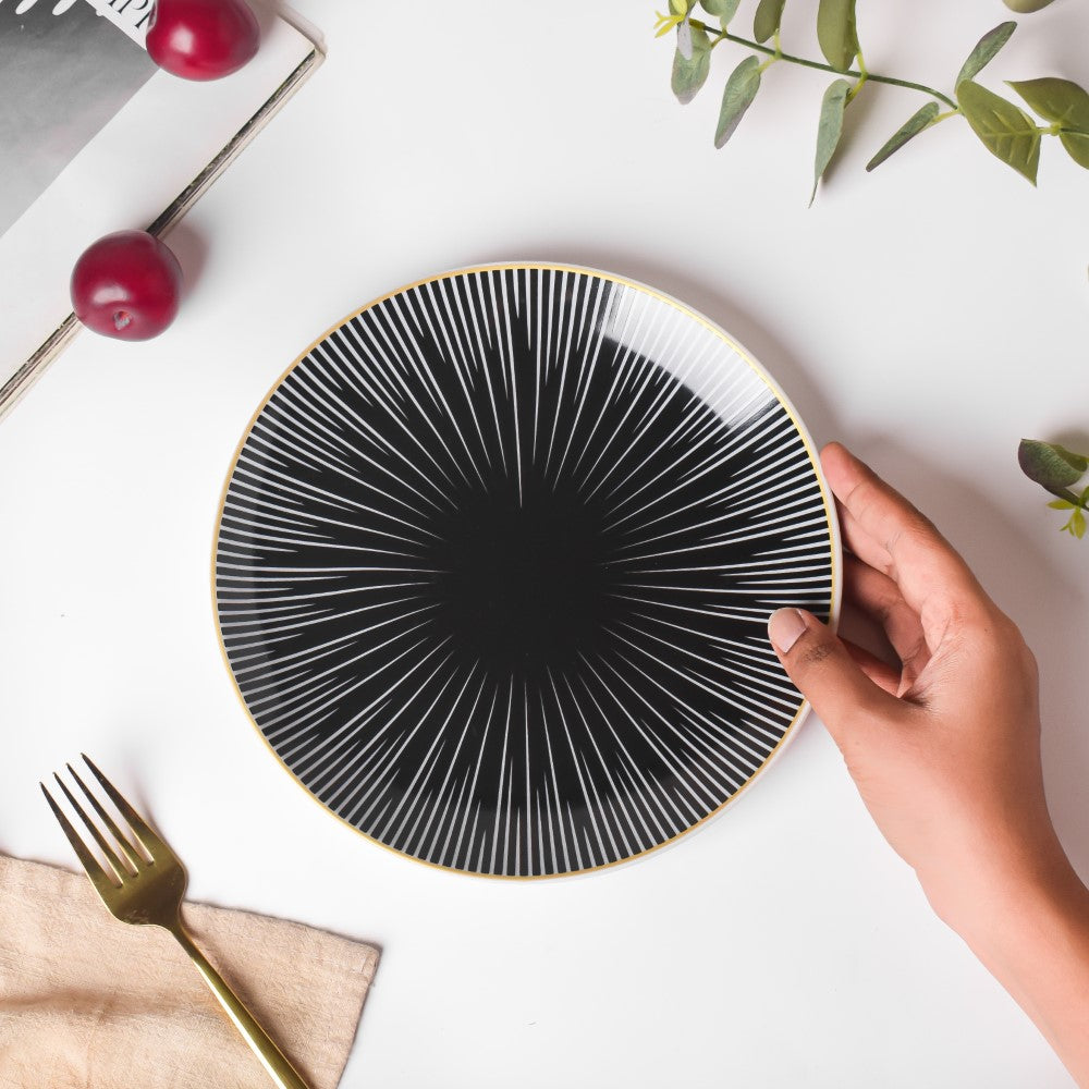 Lunaria Ceramic Snack Plate Black 8 Inch Nestasia