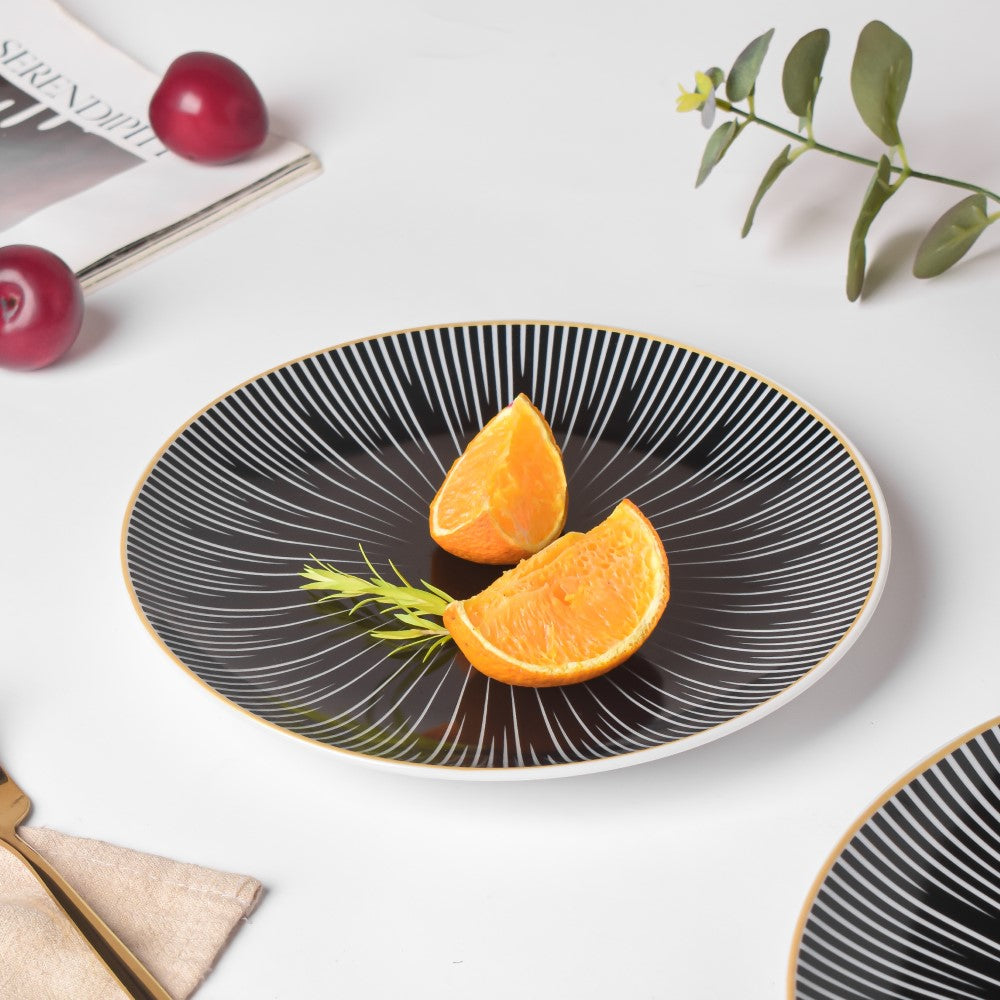 Lunaria Ceramic Snack Plate Black 8 Inch Nestasia