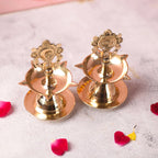 Brass Shankh Chakra Five Petal Diya Set (5.5 Inch) Vedansh Craft