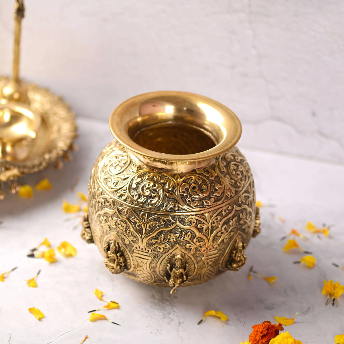 Brass Ashtalakshmi Kodam / Kalash (7.8 Inch) Vedansh Craft