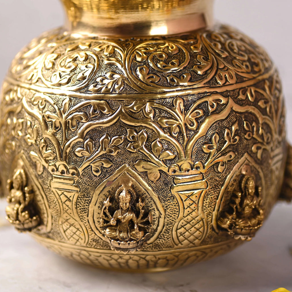 Brass Ashtalakshmi Kodam / Kalash (7.8 Inch) Vedansh Craft