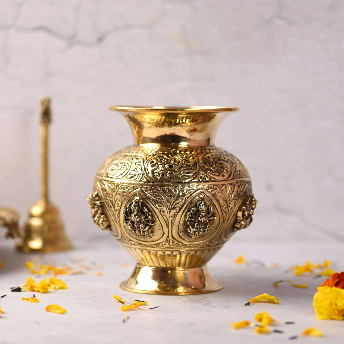 Brass Ashtalakshmi Kodam / Kalash (5.5 Inch) Vedansh Craft