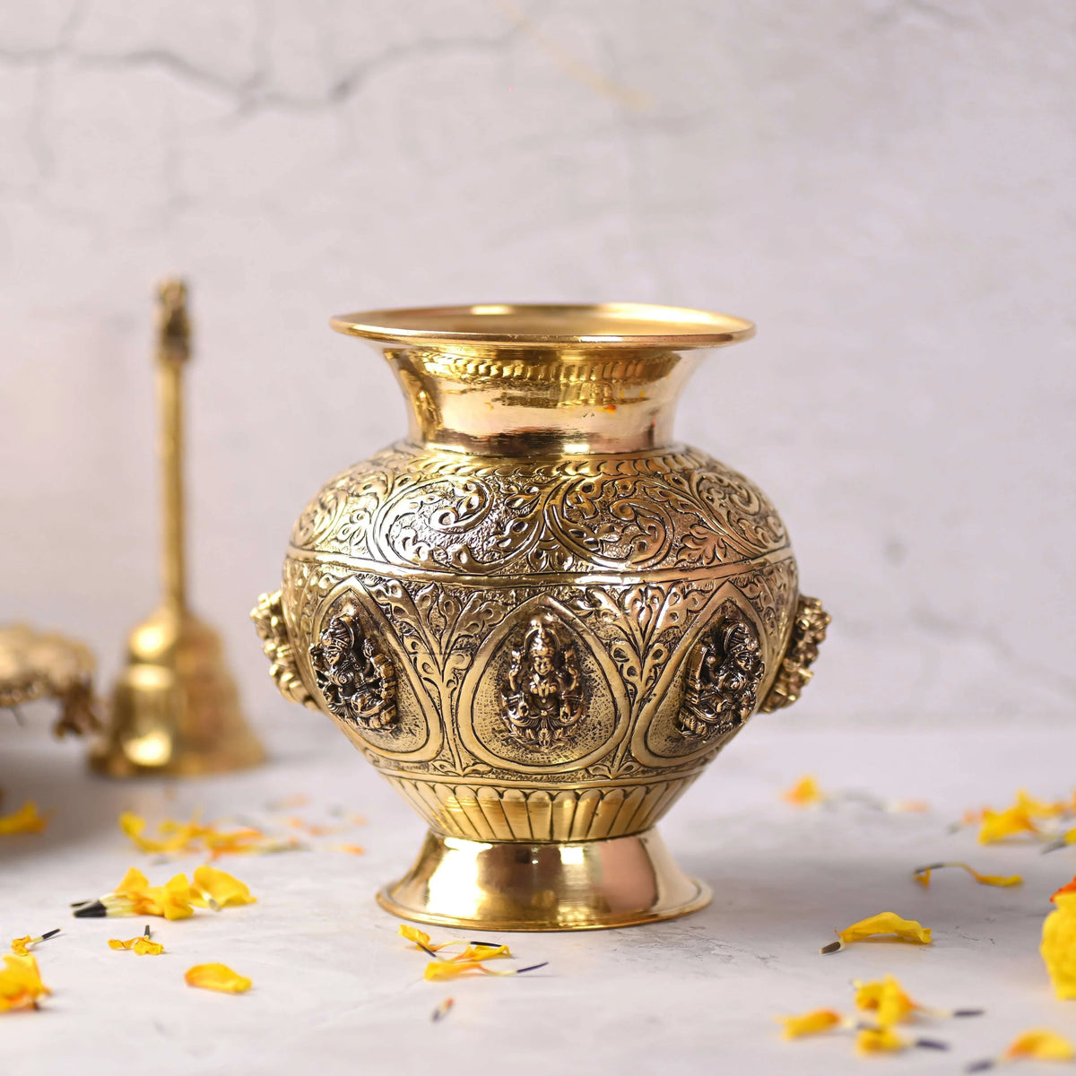 Brass Ashtalakshmi Kodam / Kalash (5.5 Inch) Vedansh Craft