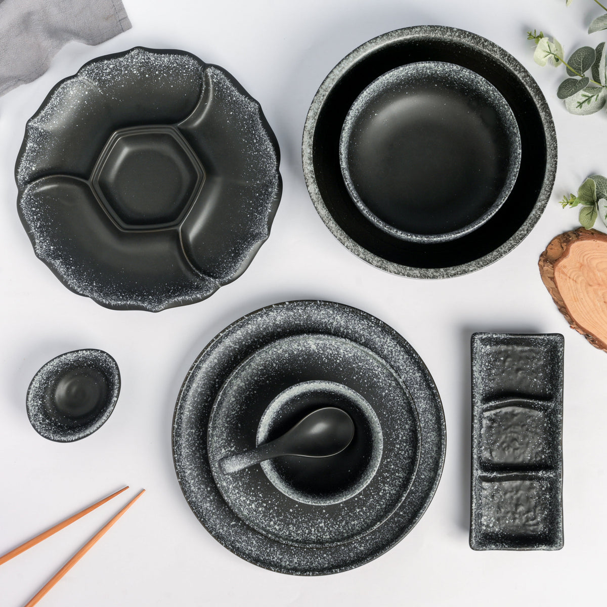 Galaxy Stone Pottery 35 Piece Dinner Set For 6 Nestasia