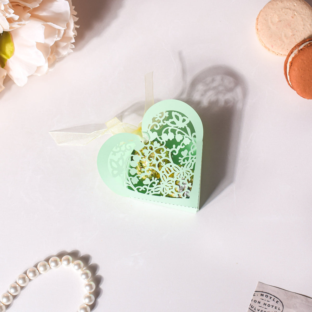 Mint Green Heart Paper Gift Box Set of 20 Nestasia