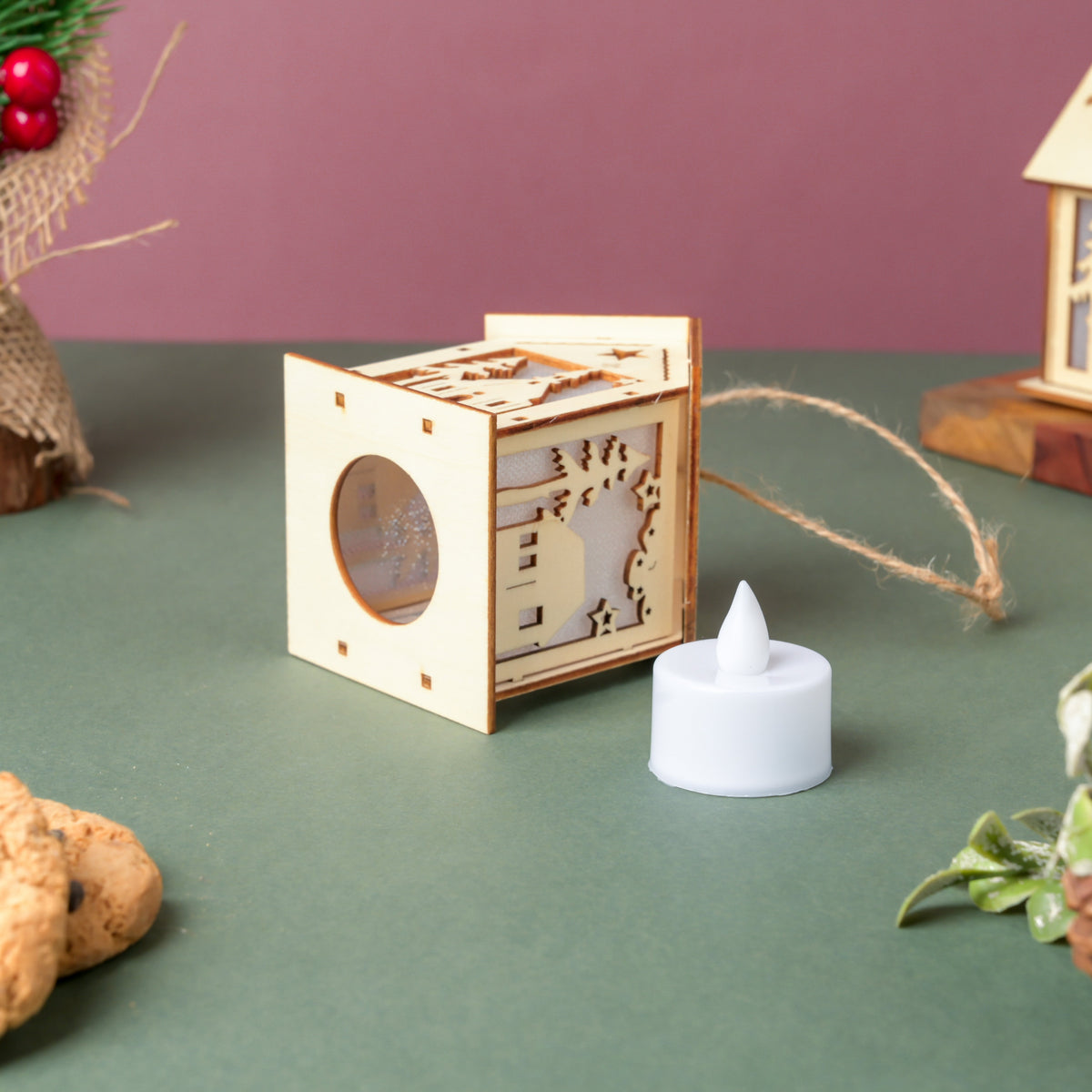 DIY Wooden House LED Christmas Decor Small Nestasia