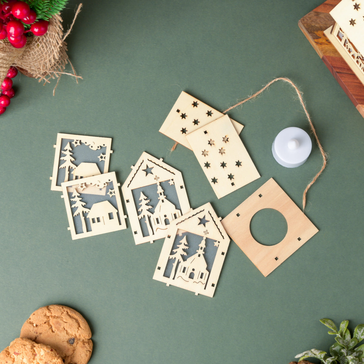 DIY Wooden House LED Christmas Decor Small Nestasia