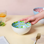 Mandala Ceramic Snack Bowl White 400ml Set Of 2 Nestasia