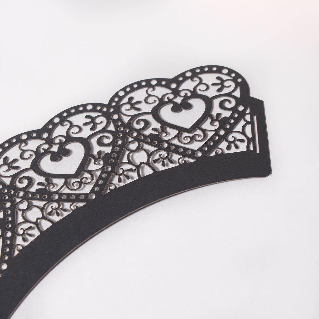 Black Heart Lace Cupcake Wrapper Set of 20 Nestasia