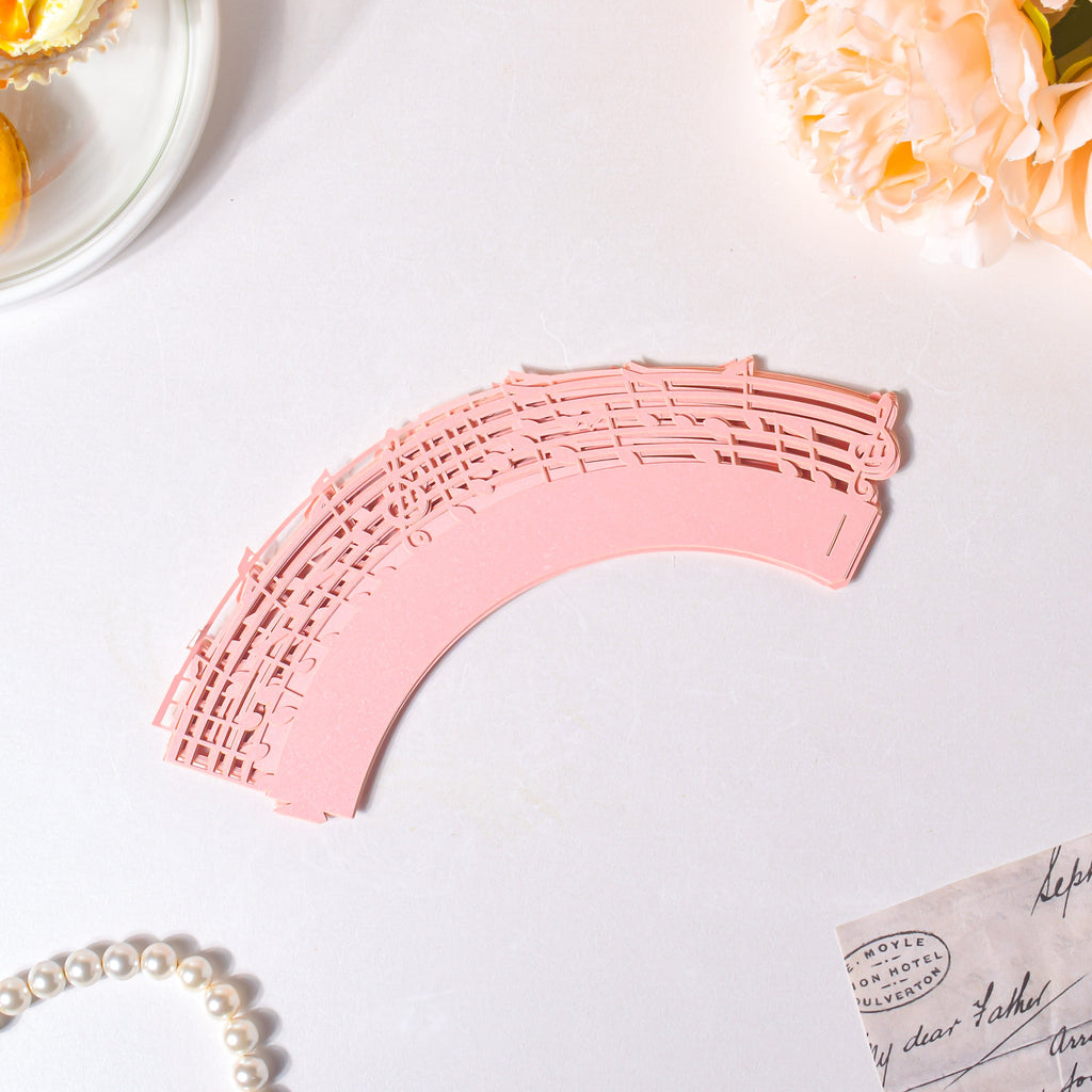 Pink Musical Notes Lace Cupcake Wrapper Set of 20 Nestasia