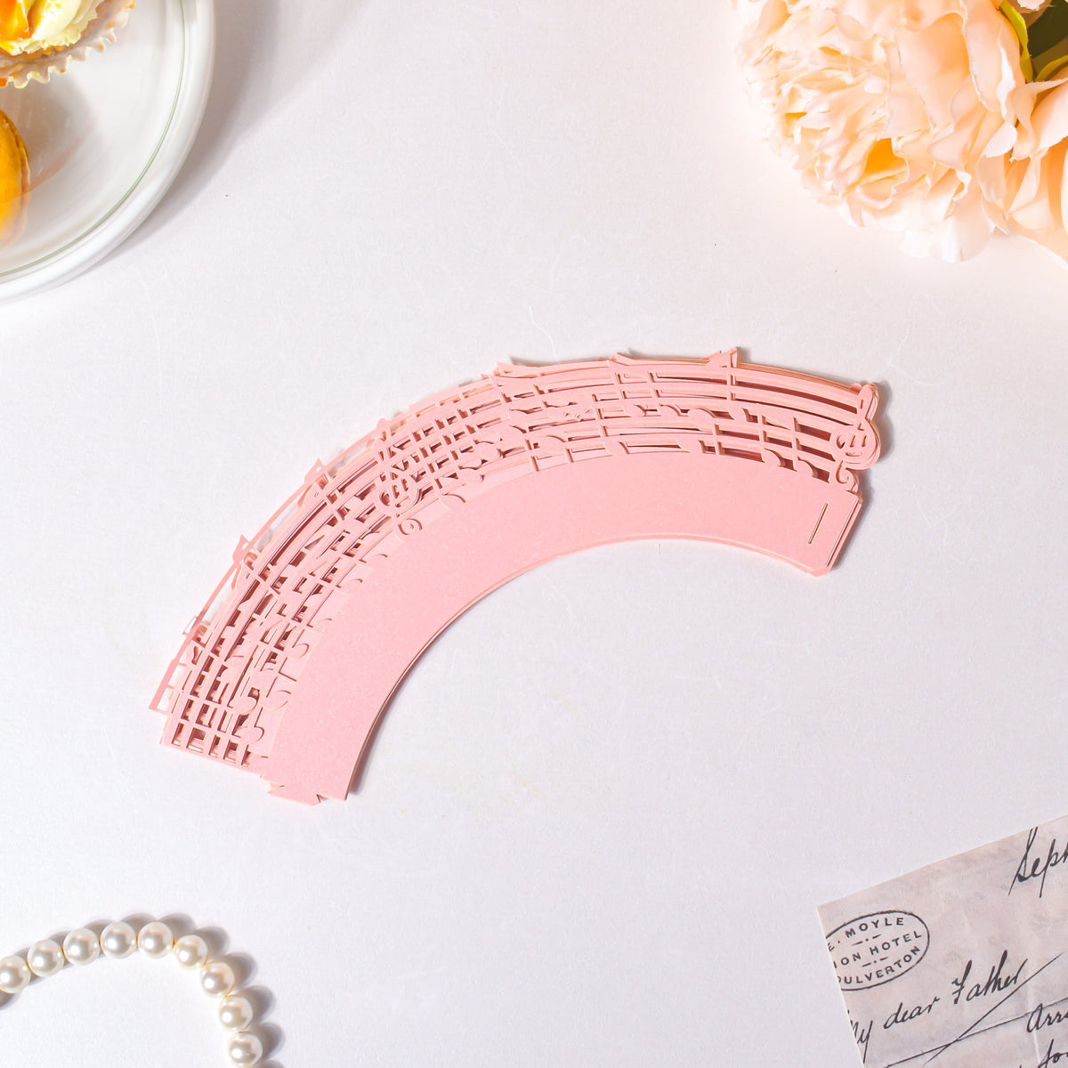 Pink Musical Notes Lace Cupcake Wrapper Set of 20 Nestasia