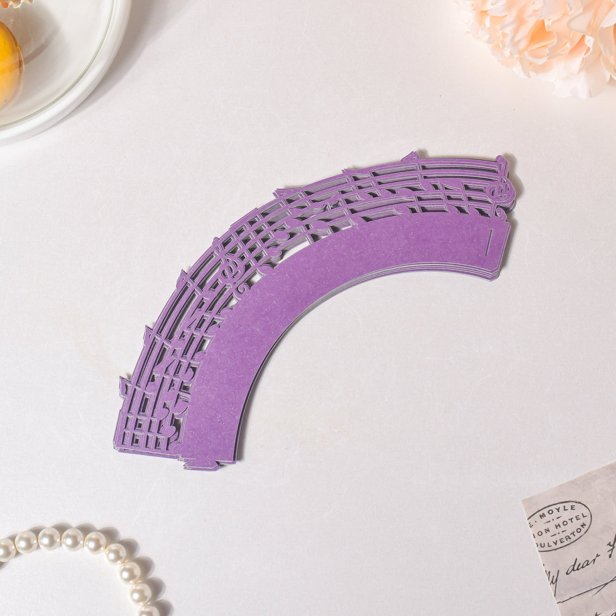 Purple Musical Notes Lace Cupcake Wrapper Set of 20 Nestasia