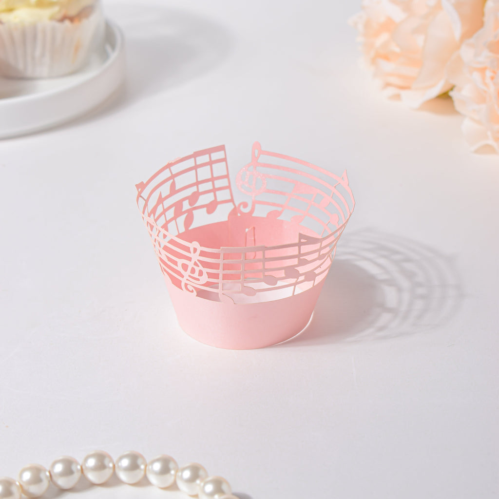 Pink Musical Notes Lace Cupcake Wrapper Set of 20 Nestasia